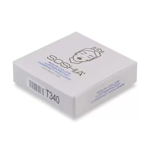 پنکیک سنگی و استخری سوشیا آکوا T340 جعبهی بستهی پنکیک فشرده ضدآب آکوا سوشیا T340 از نمای جانبی با بارکد
